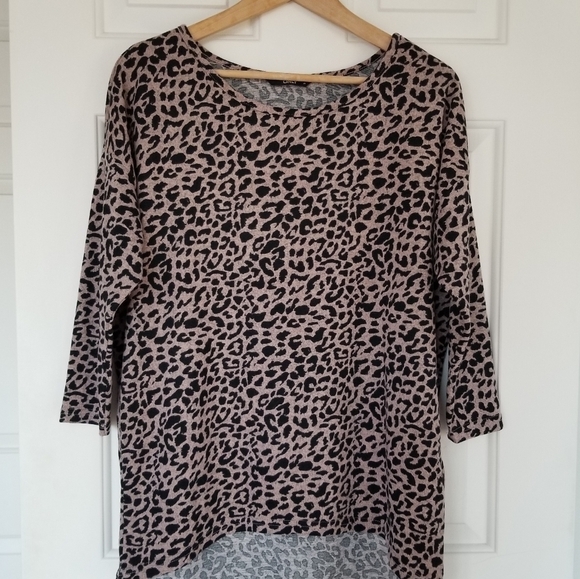 ONLY Animal Print Loose Long Sleeve Top in Blush Pink & Black - Picture 6 of 14